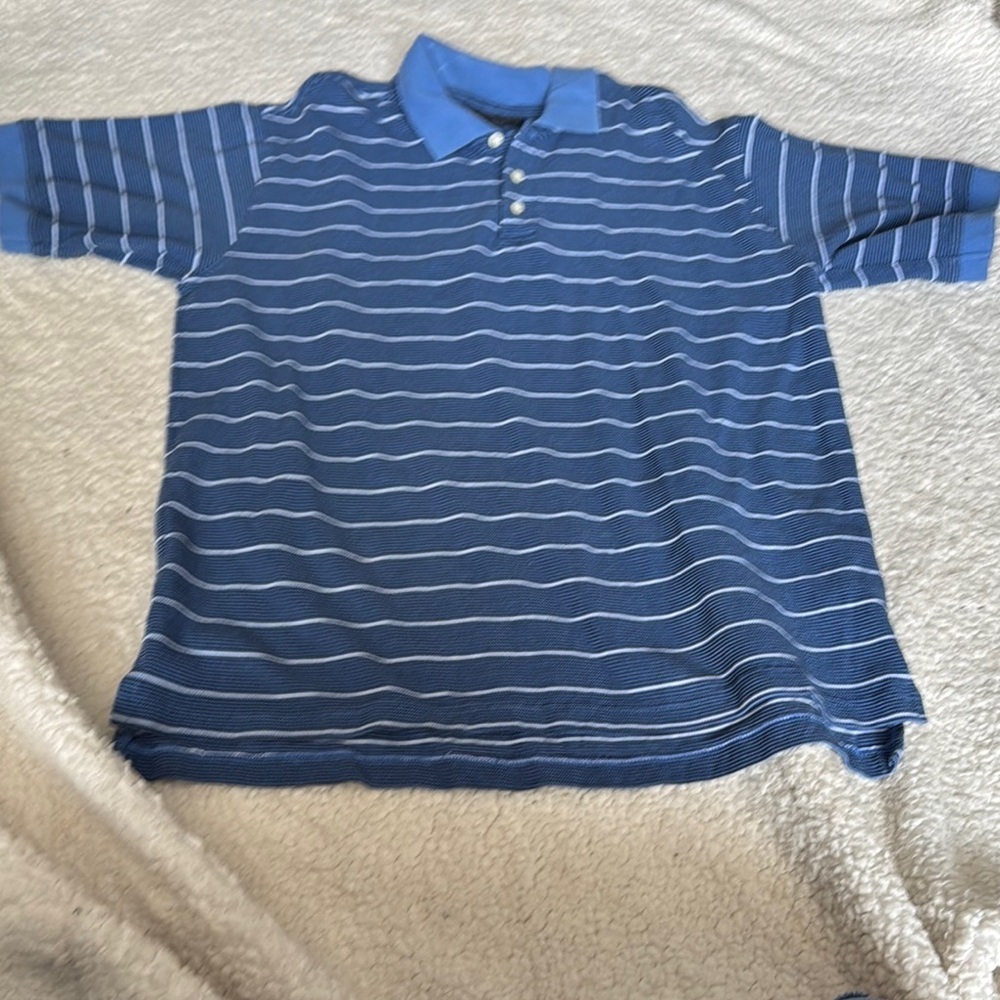 Keeler Bay 100% Cotton Blue Striped Polo Shirt